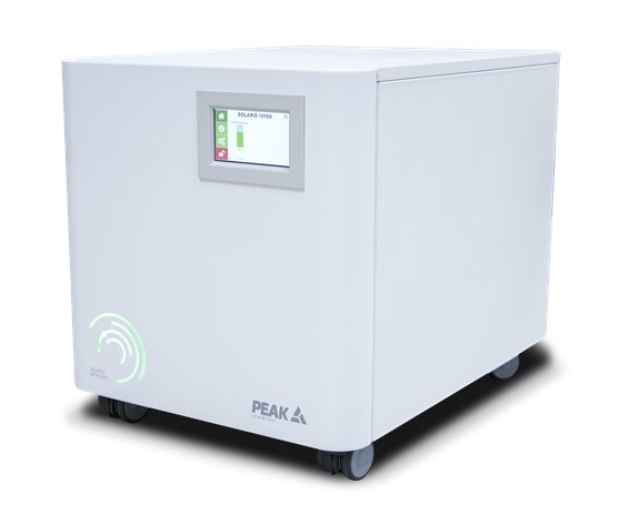 PEAK Scientific's Solaris 1010A nitrogen generator - white chassis with hmi touch screen